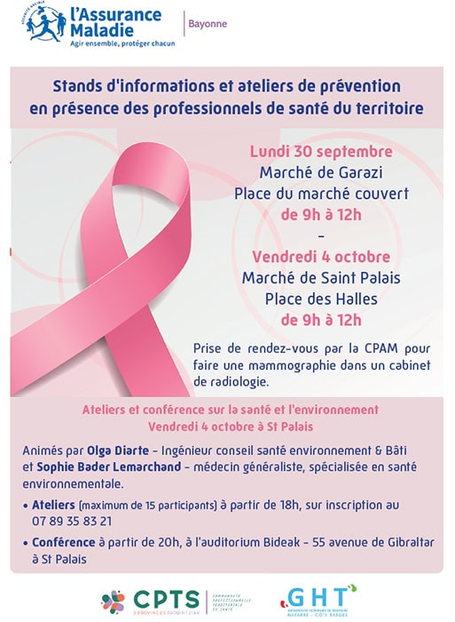 Prévention cancer du sein : Octobre Rose à Saint-Palais Vendredi 4 octobre